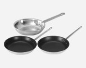 Professional fry pan, metal handle